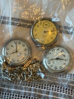 Vintage-Inspired Pocket Watch Trio - Yellow & White Dial Options
